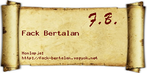 Fack Bertalan névjegykártya